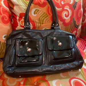 Black leather and patent Kate Spade bag.